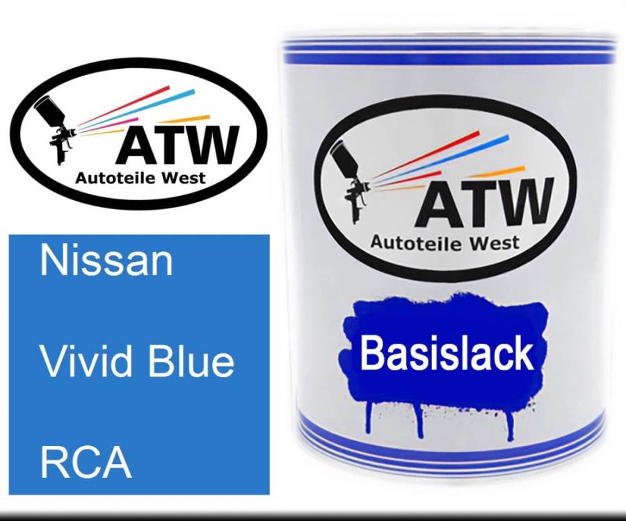 Nissan, Vivid Blue, RCA: 1L Lackdose, von ATW Autoteile West.